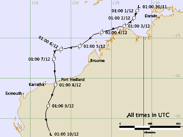 Path of Cyclone Joan
