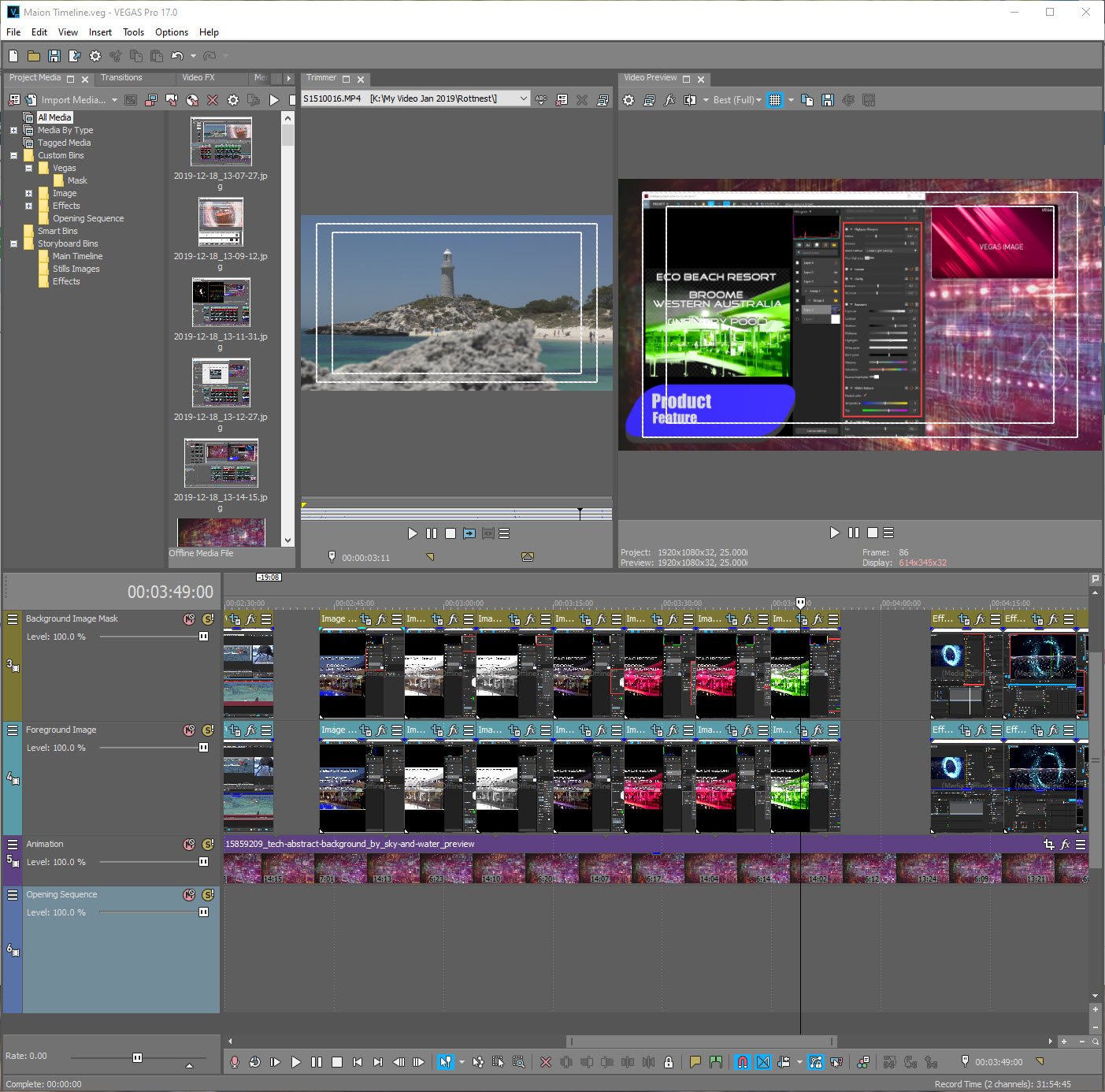 Vegas Pro interface