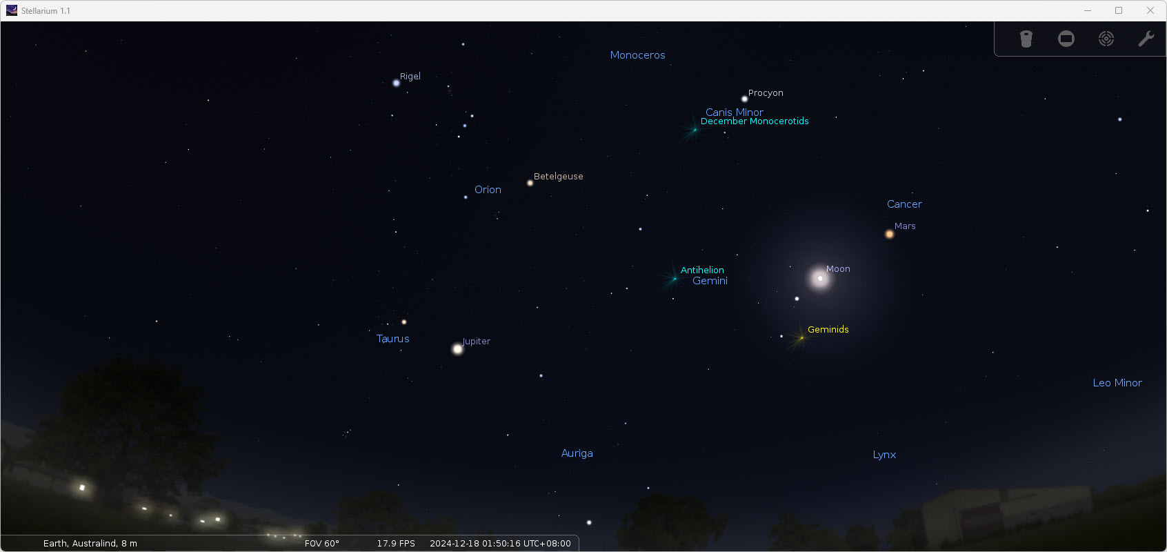 My Current Night Sky - Stellarium