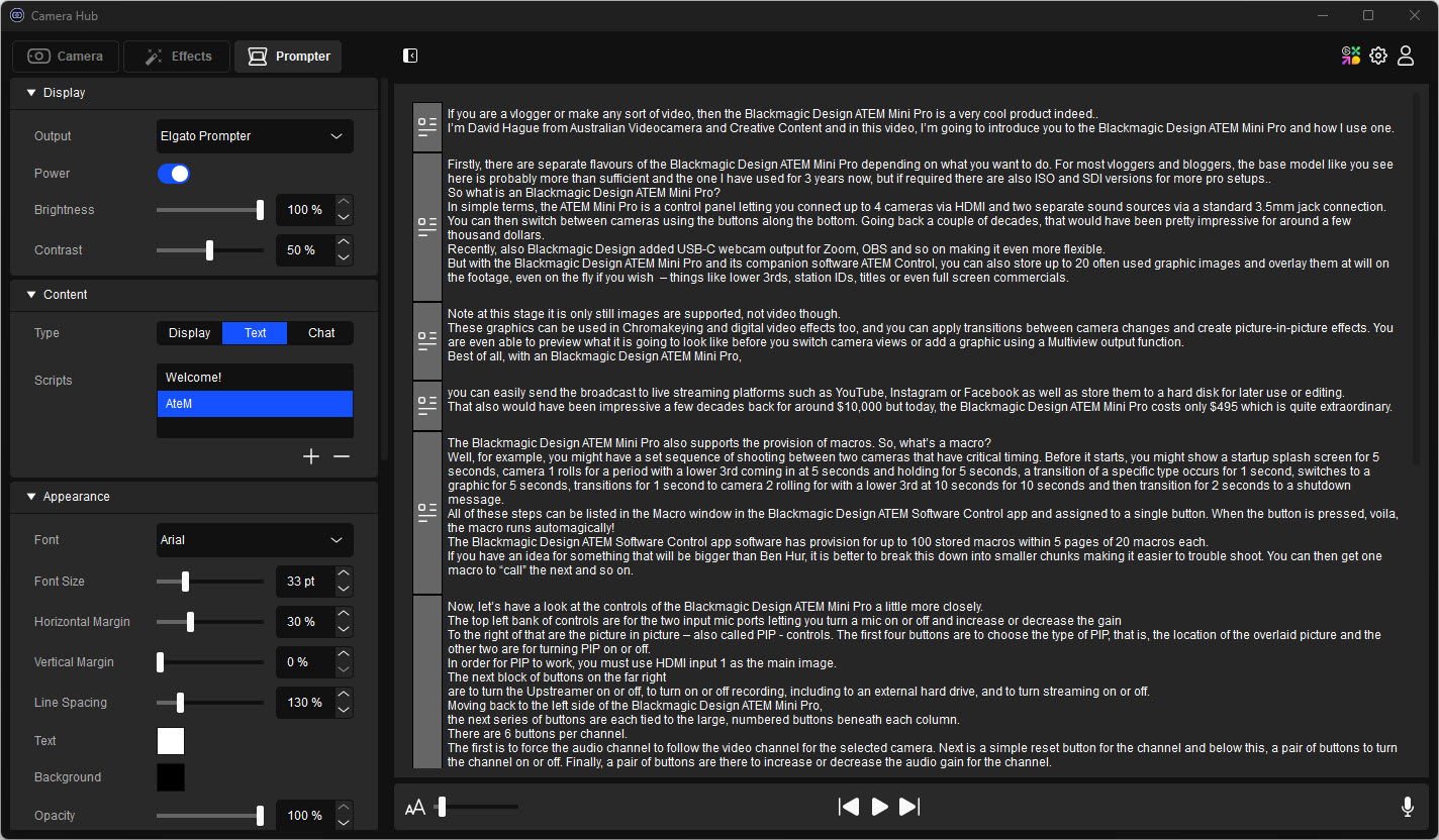 Elgato Teleprompter Software
